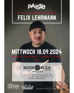 Paiste Felix Lehrmann 2024 (DrumClinic)